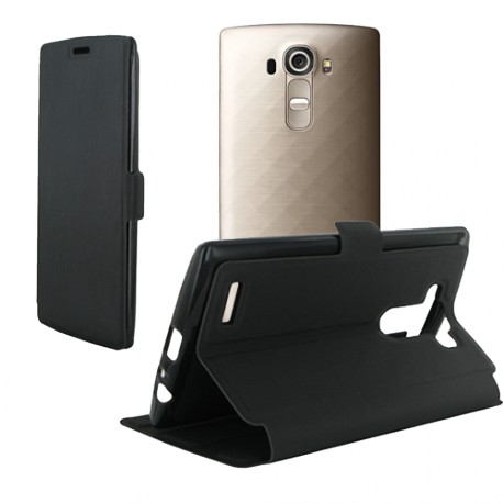 Etui portefeuille noir toucher cuir pour LG G4