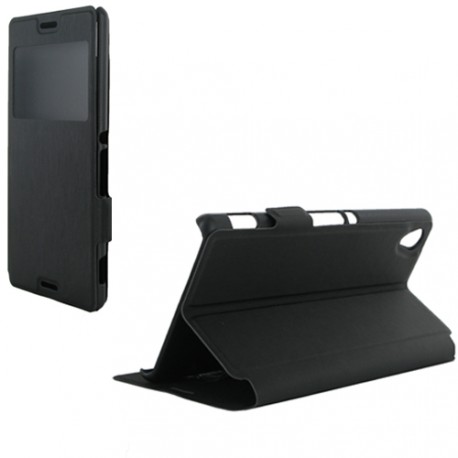 Etui housse portefeuille avec fenêtre noir pour Sony Xperia M4 Aqua