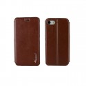 Etui portefeuille iPhone 7 Marron à fermeture aimantée