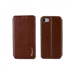 Etui portefeuille iPhone 8 Marron à fermeture aimantée