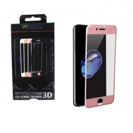 Protection verre trempé complète rose iPhone 7