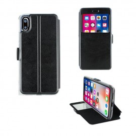 Etui portefeuille Noir avec fenêtre pour iPhone X