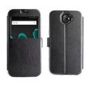 Etui portefeuille Noir avec fenêtre pour Wiko Wim