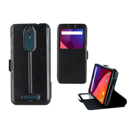 Etui portefeuille Noir avec fenêtre pour Wiko View