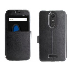 Etui portefeuille Noir avec fenêtre pour Wiko Upulse Lite