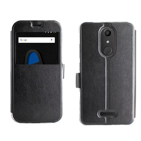 Etui portefeuille Noir avec fenêtre pour Wiko Upulse Lite