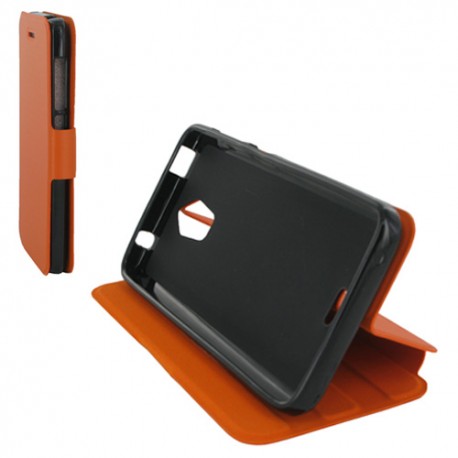 Etui portefeuille Wiko Wax Orange