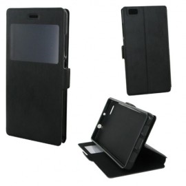 Etui portefeuille Noir avec fenêtre pour Huawei P8 Lite