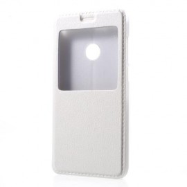 Etui portefeuille blanc avec fenêtre pour Huawei P8 Lite