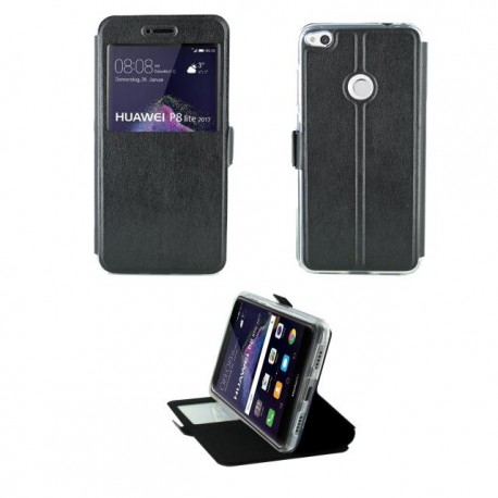 Etui portefeuille Noir avec fenêtre pour Huawei P8 Lite