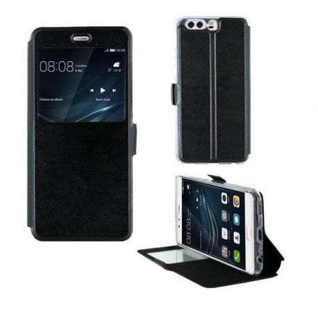Etui portefeuille Noir avec fenêtre pour Huawei P10