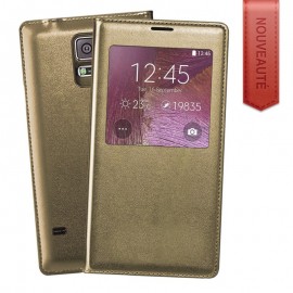Etui portefeuille avec fenêtre pour Samsung Galaxy J1 2016 Or