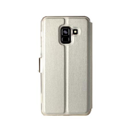 Etui portefeuille argent avec fenêtre Samsung Galaxy A8 2018