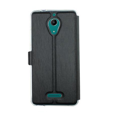 Etui portefeuille noir avec fenêtre Wiko Tommy 2 Plus