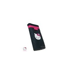 Etui en Tissu Fashion Hello Kitty avec Mousqueton - Couleur Rose/Noir