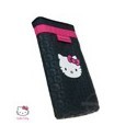 Etui en Tissu Fashion Hello Kitty avec Mousqueton - Couleur Rose/Noir