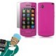 Etui silicone en TPU + film de protection Rose pour Samsung Wave 723 S7230