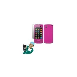 Etui silicone en TPU + film de protection Rose pour Samsung Wave 723 S7230