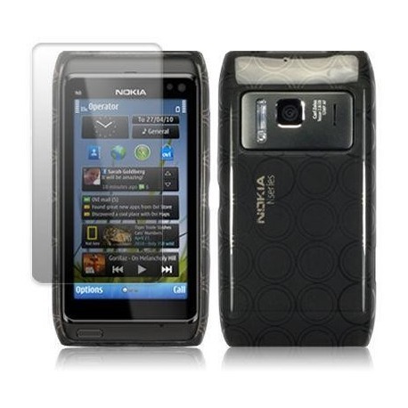 Silicone noir fumée TPU + filme de protection pour Nokia N8