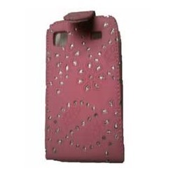 Housse diamant rose Strass et cuir pour Galaxy S2