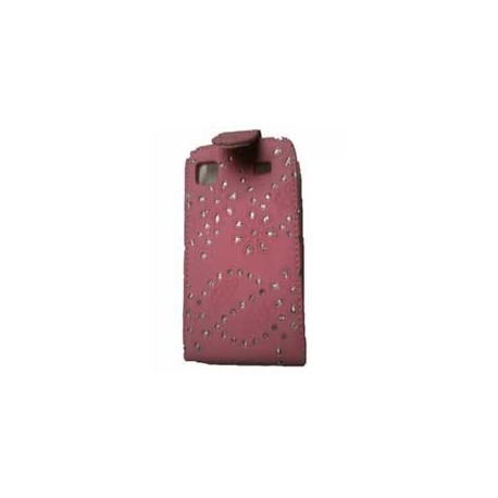 Housse diamant rose Strass et cuir pour Galaxy S2