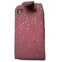 Housse diamant rose Strass et cuir pour Galaxy S2