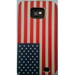 Housse cuir drapeau USA pour Samsung Galaxy S2