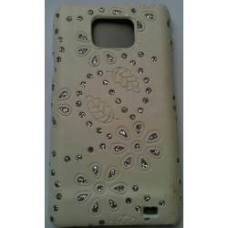 Coque blanche Strass incrustée diamant Galaxy S2