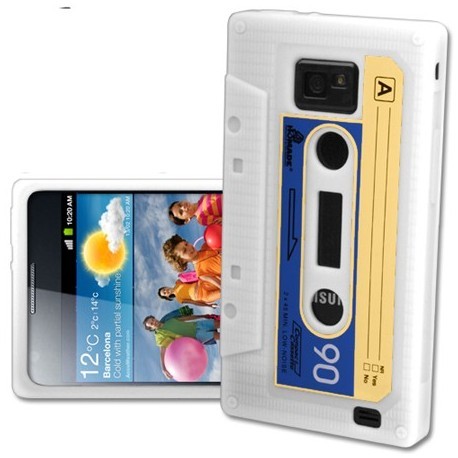 Coque K7 cassette retro blanche pour Samsung Galaxy S2