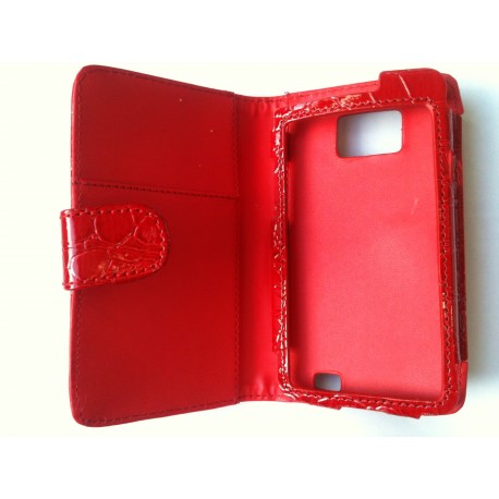 Etui cuir croco rouge pour Samsung Galaxy S2