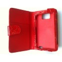 Etui cuir croco rouge pour Samsung Galaxy S2