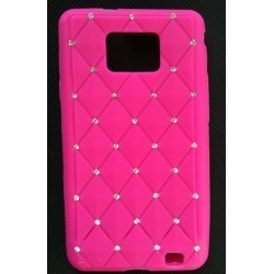 Coque silicone rose avec Strass pour Samsung Galaxy S2 i9100