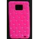 Coque silicone rose avec Strass pour Samsung Galaxy S2 i9100