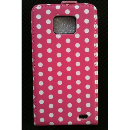 Housse Samsung Galaxy S2 rose à pois blanc pour Samsung Galaxy SII