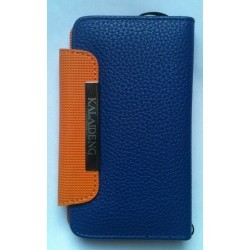 Etui Luxe en cuir pour Samsung Galaxy S2 - couleur bleu (portefeuille)