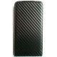 Housse noire à rabat style carbone Samsung Galaxy S Advance