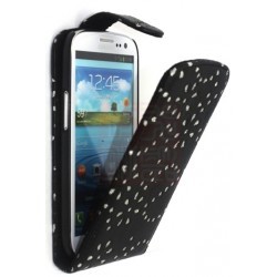 Etui strass diamants noir pour le Samsung Galaxy S3 - Housse diamants/motif fleur