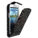 Etui strass diamants noir pour le Samsung Galaxy S3 - Housse diamants/motif fleur