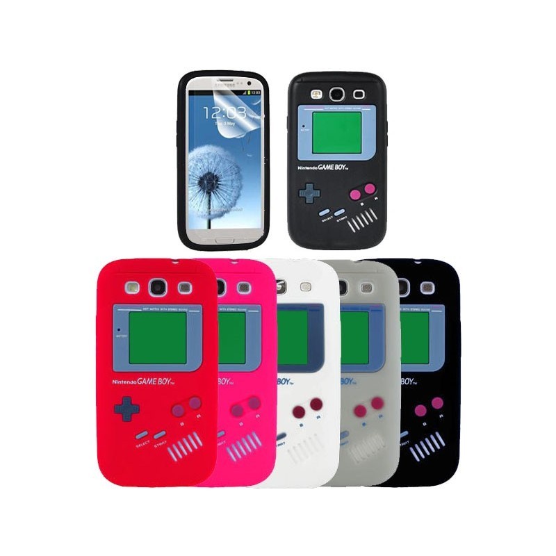 Coque en silicone Game Boy pour Samsung Galaxy S3 - noir, blanc ou rose.