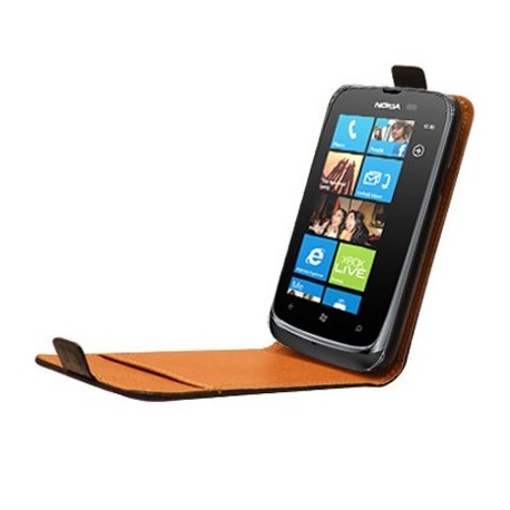 Etui portefeuille cuir noir Nokia Lumia 610