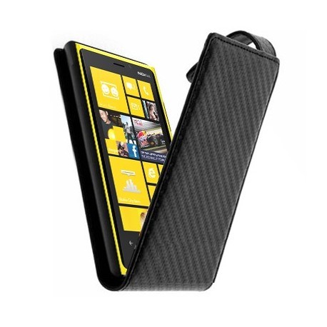 Housse à clapet noire style carbone Nokia Lumia 920