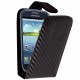 Housse à rabat noire style carbone pour le Samsung Galaxy S3 mini