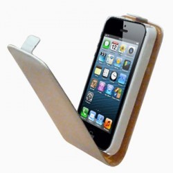 Etui luxe cuir blanc swiss charger pour iPhone 5