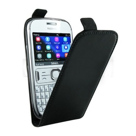 Etui luxe cuir noir Nokia Asha 302