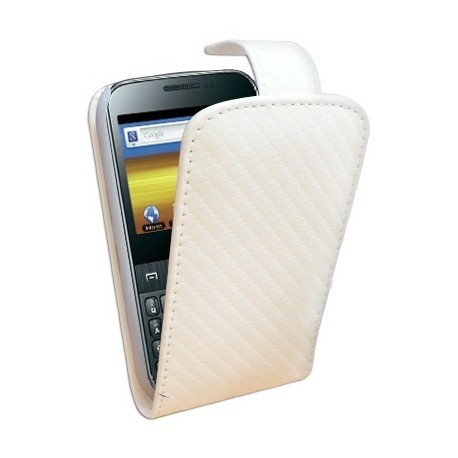 Etui style carbone blanc à rabat pour Samsung Galaxy Y Pro