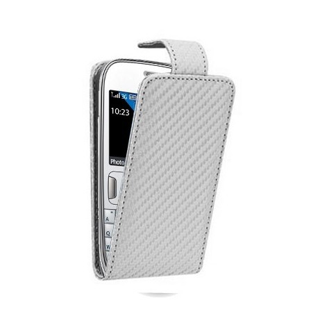 Etui style carbone blanc pour Nokia Asha 302