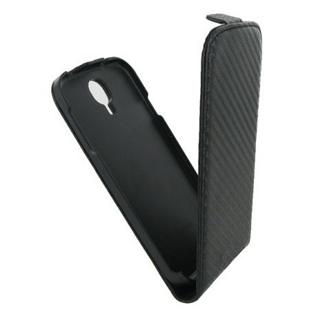 Etui coque à rabat style carbone noir pour le Samsung Galaxy S4