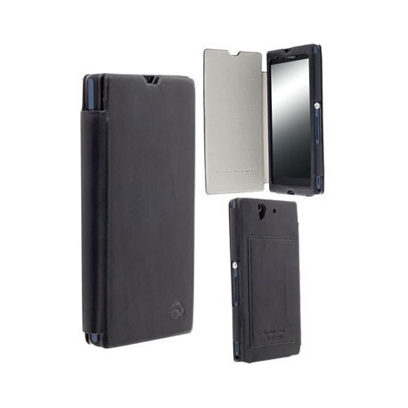Etui portefeuille ultra fin cuir noir Krusell pour Sony Xperia Z