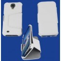 Housse portefeuille latérale avec support pour Samsung Galaxy S4 - couleur blanc