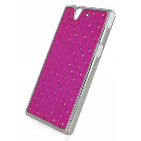 Coque rose fuchsia strass incrustée diamant pour Sony Xperia Z